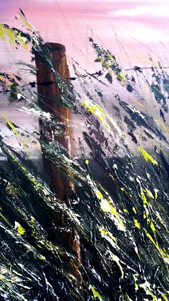 "Nord Wind"Original oil painting on canvas,large format 70x70x2 cm