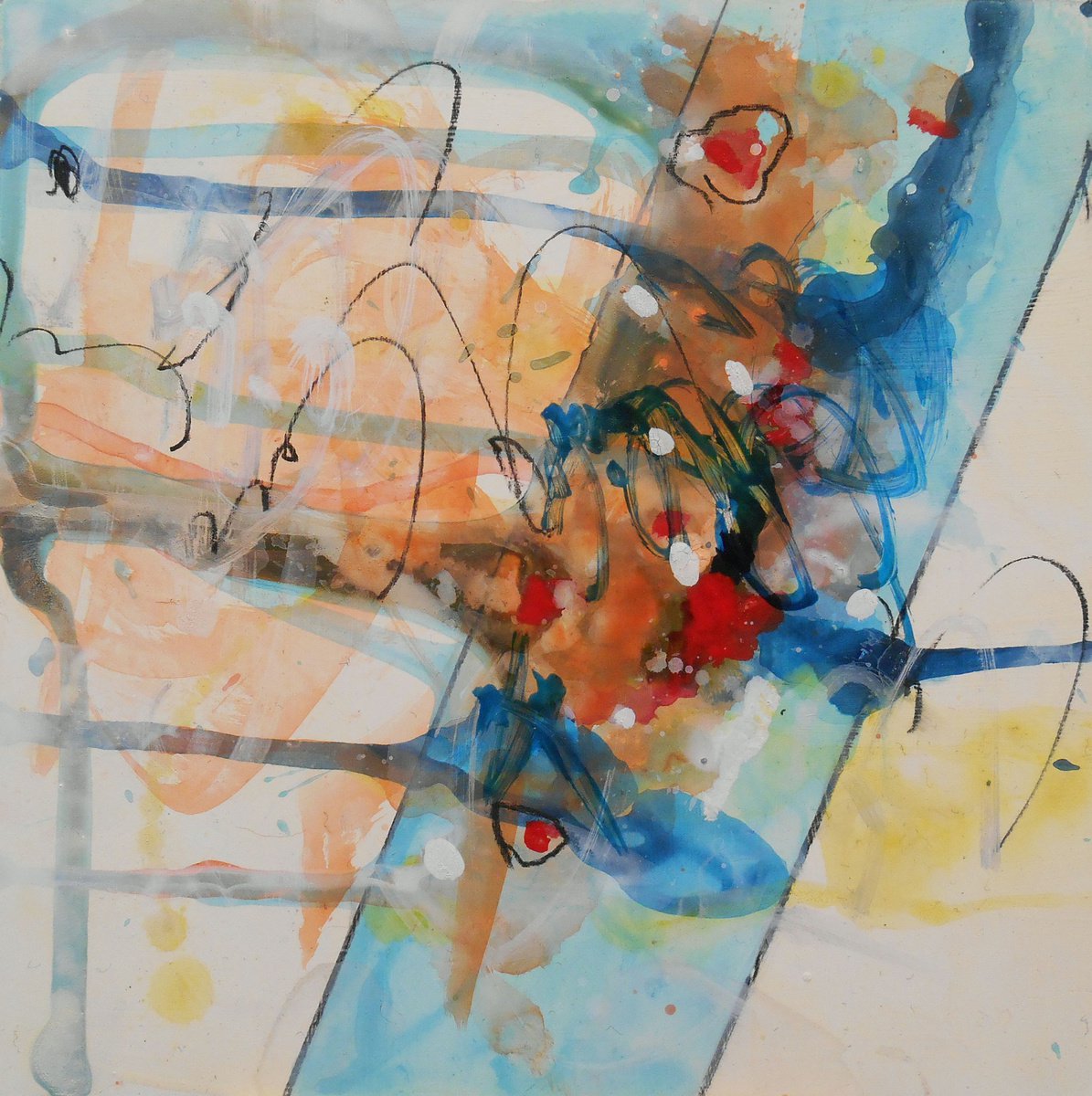 Geometric Abstract Acrylic Painting By Cynthia Ligeros, 5 X 5, Rediscover, Original Artwork