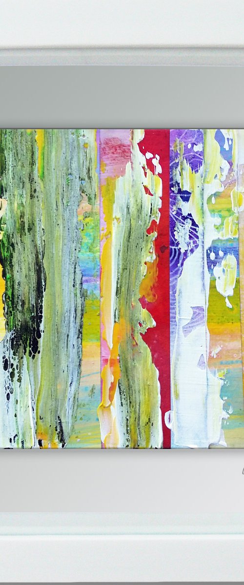 Framed ready to hang original abstract  - Chasing rainbows #9 by Carolynne Coulson