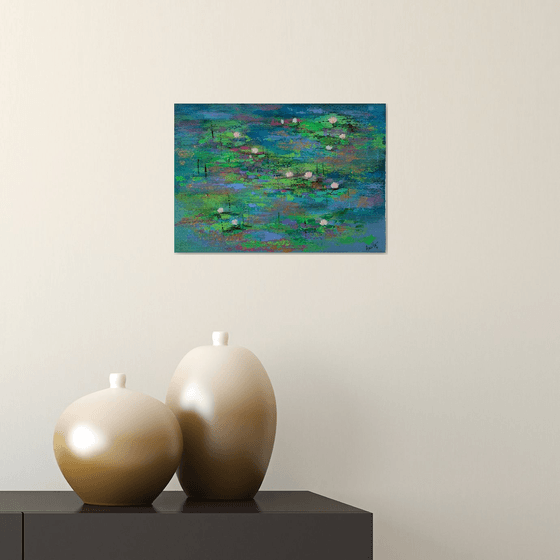 Abstract Water lily pond -1 ! A4 Painting on paper