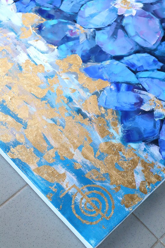 VISHUDDHA original oil painting. Blue chakra interior art
