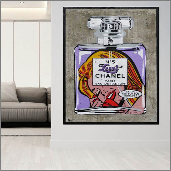 Chanel Lust No.5 120cm x 150cm Concrete Urban Pop Art With Etched Frame