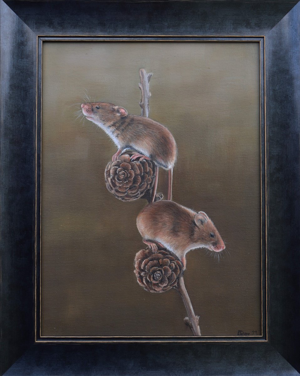 Mice on Pine Cones by Alex Jabore