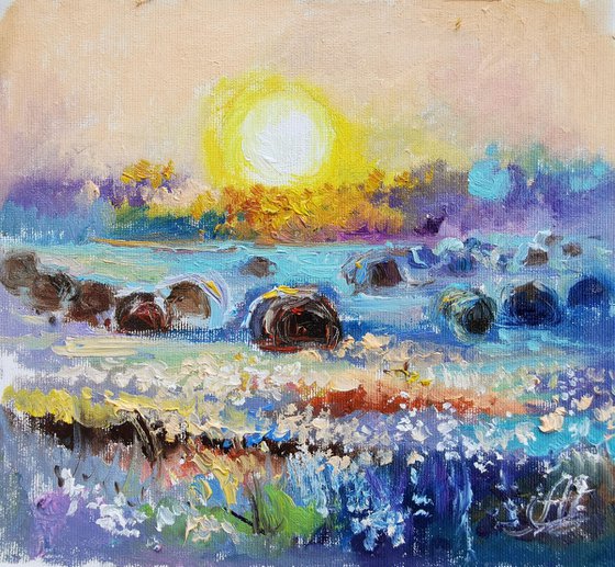 Sunset painting landscape art