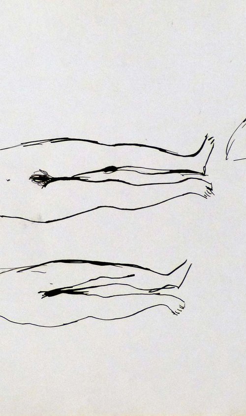 Three Nudes Lying On The Beach, 21x29 cm ES by Frederic Belaubre