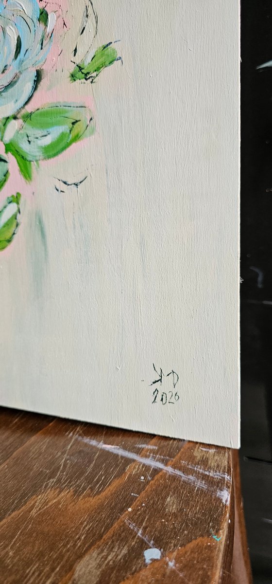 Abstract white rose on delicate soft white