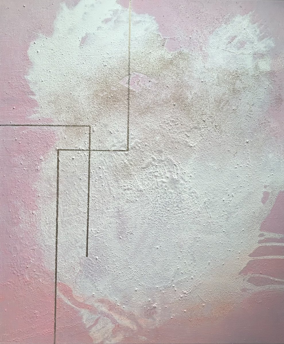 Geometric Abstract Painting By Ryoko Minamitani, 18 X 22", Manji S??, Original Artwork