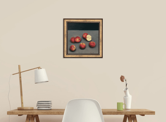 Still life-apple (40x40cm, oil painting, ready to hang)