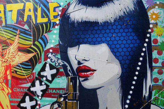 The Attraction 160cm x 100cm Geisha Assassin Textured Urban Pop Art