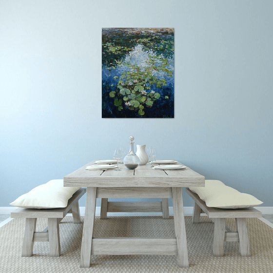 White water lilies Original Oil painting