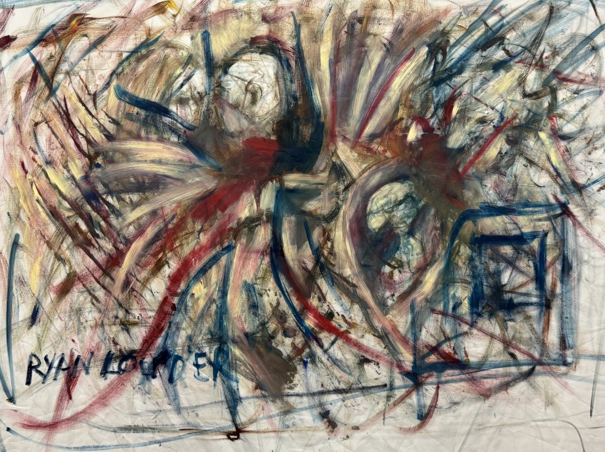 Abstract Oil Painting By Ryan Louder, 39 X 28", Insect, Original Artwork