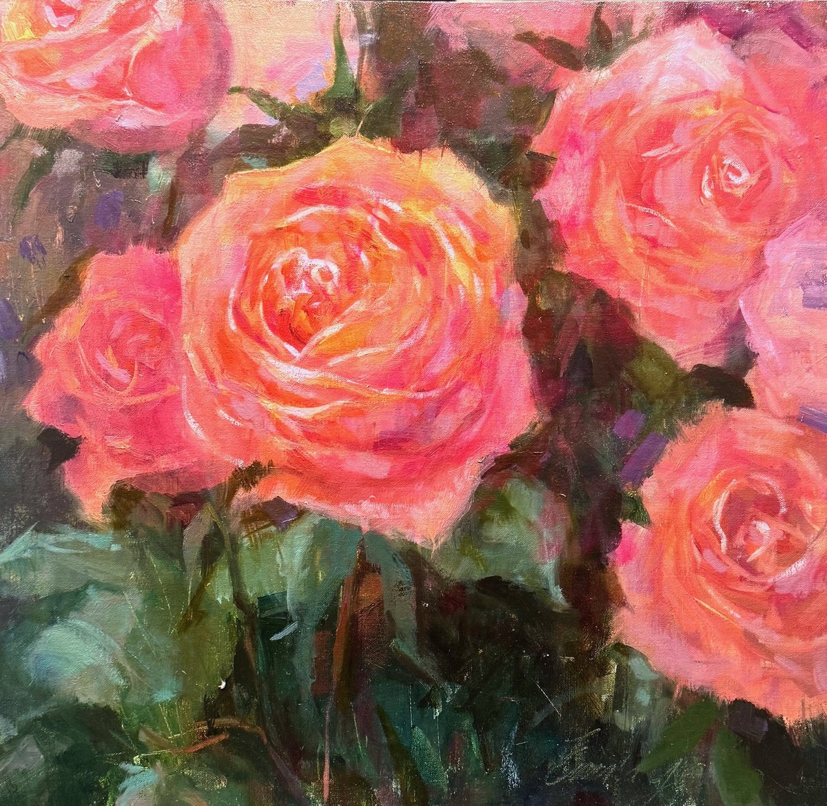December Roses By Emily Lane, 21 X 21, Artwork For Sale On Artfinder