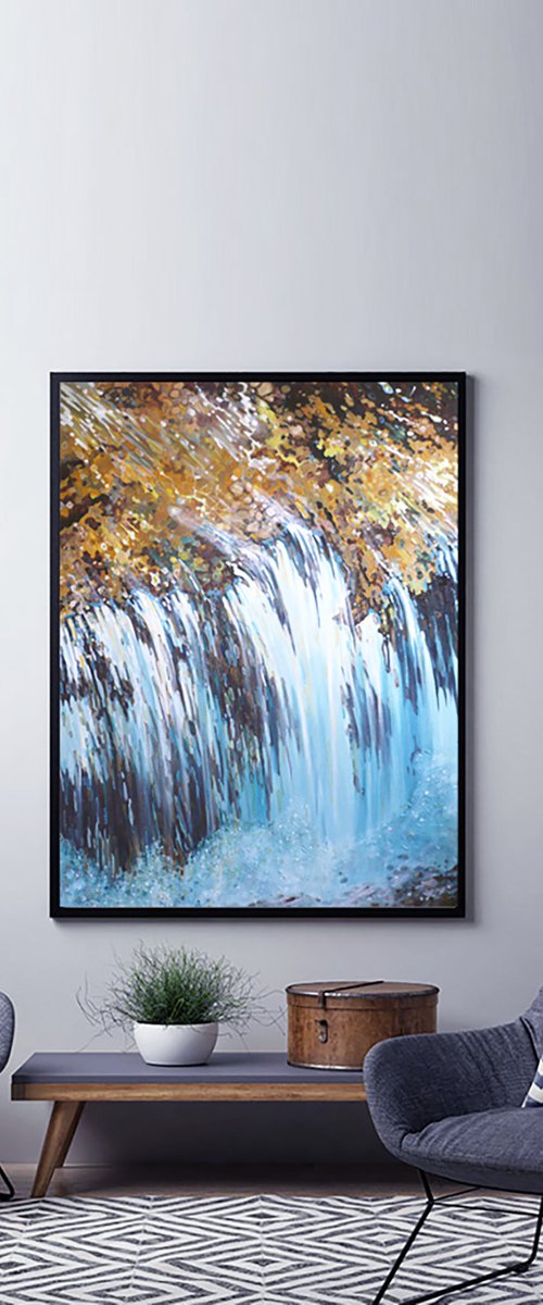 Biltmore Kingdom River Waterfall 36 x 48 Framed by Juul by Margaret Juul