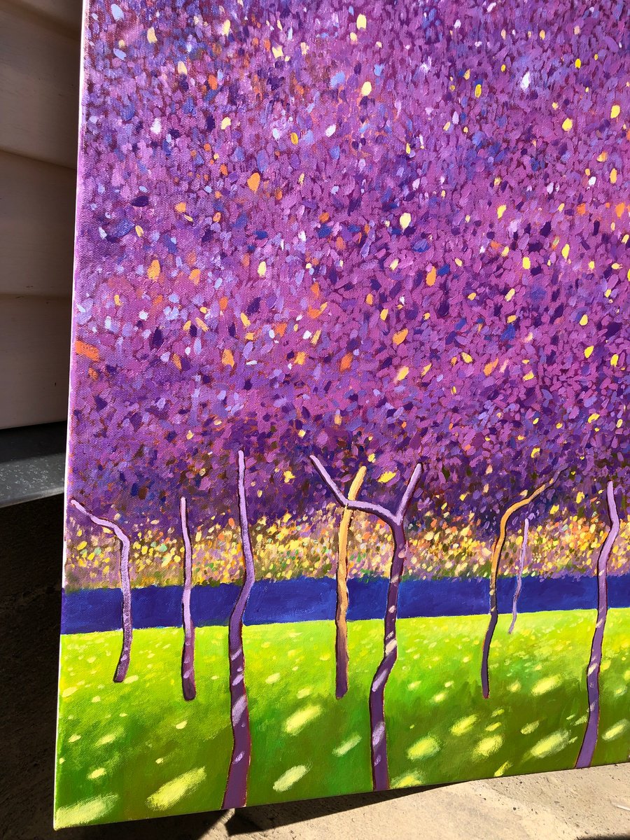 Original Oil Painting - Purple Garden Inspired by Gustav Klimt by