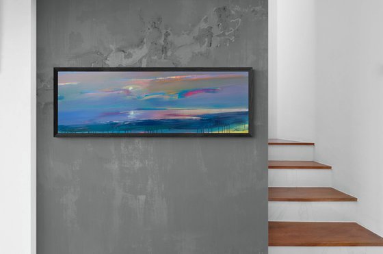 Big horizontal painting - "Gentle sunset" - Expressionism - Minimalism - Seascape