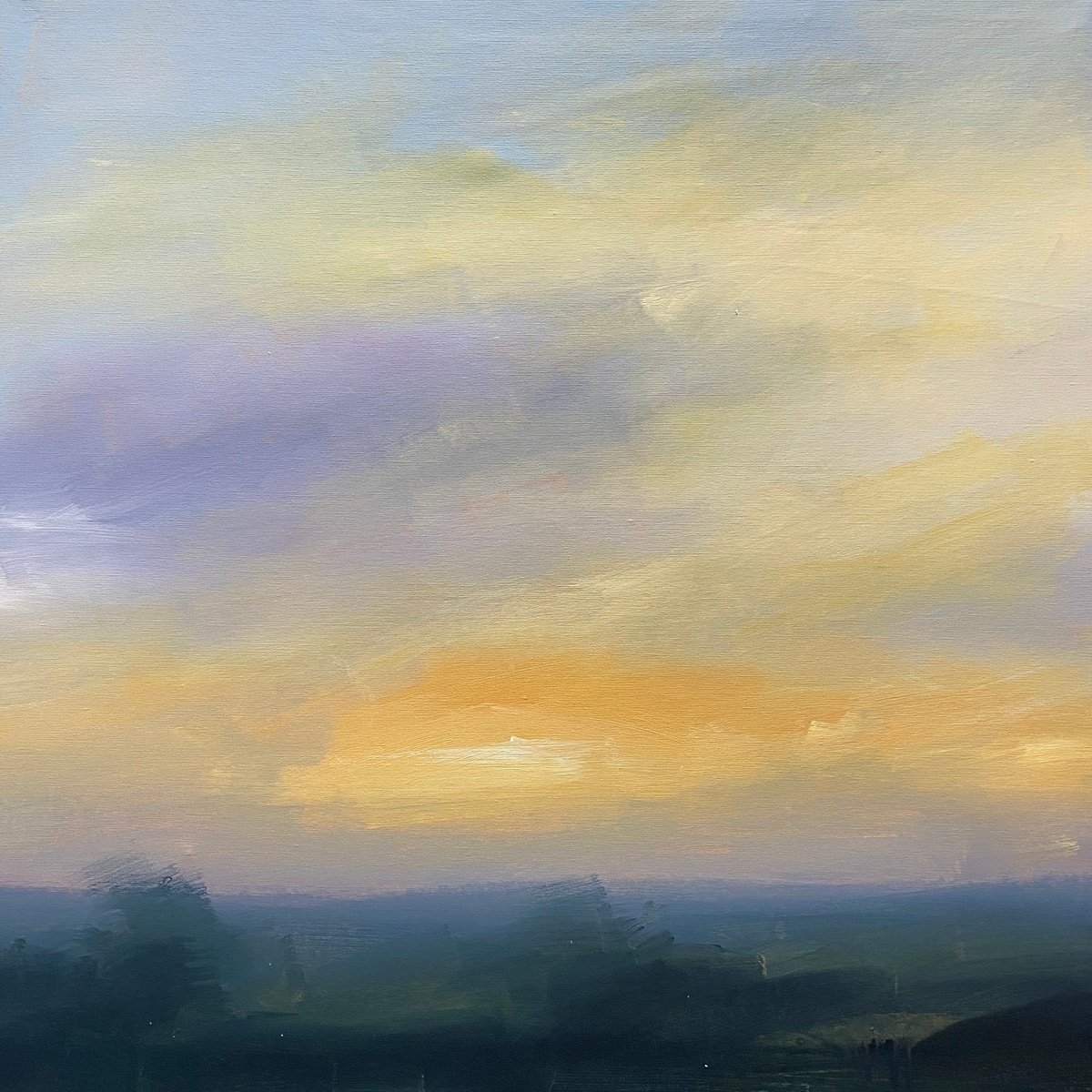 Impressionistic Landscape Acrylic Painting By Helen Mount, 24 X 24, Thankful For The Day, Original Artwork