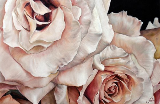 Oil painting "Roses" 80 * 80 cm