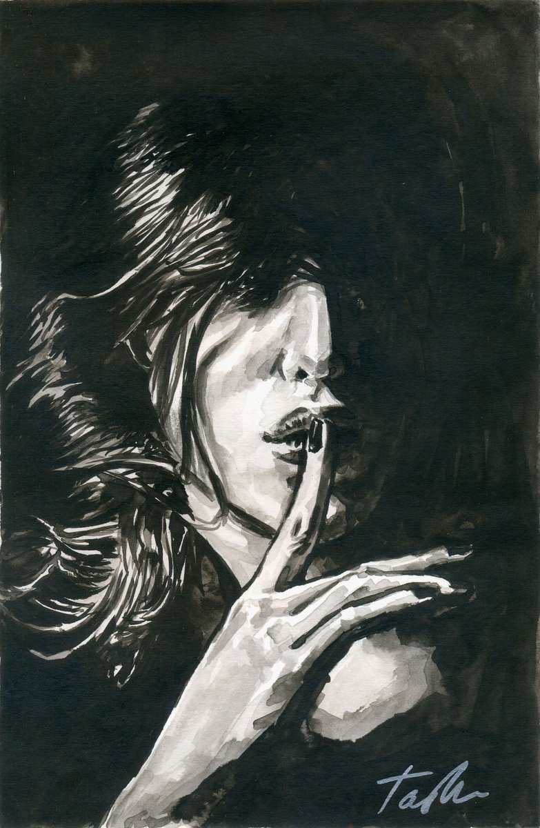 Urban And Pop Portrait Ink Drawing By Tashe, 8 X 12", Don