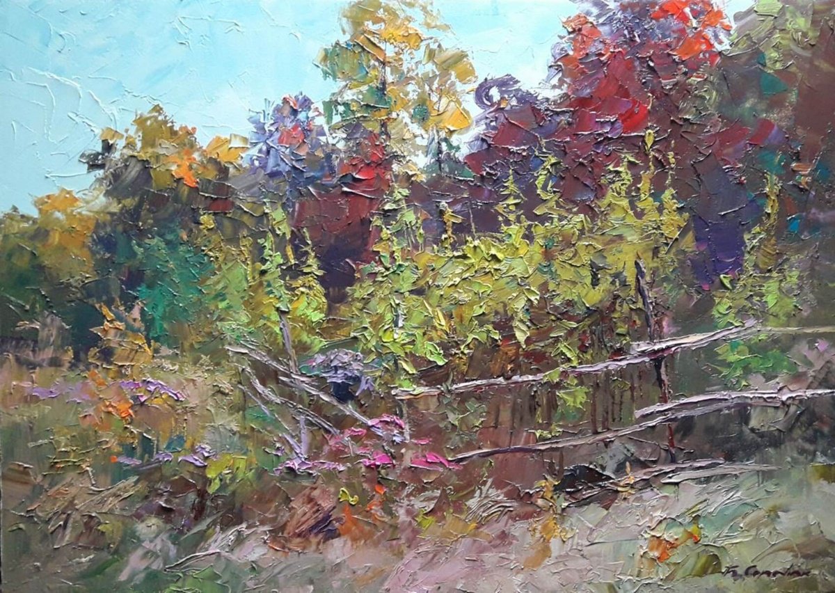 Oil painting Autumn evening Serdyuk Boris Petrovich nSerb791 by Boris Serdyuk