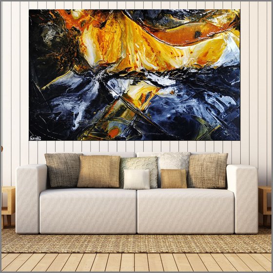 Sienna Sunrise 160cm x 100cm Black Sienna Abstract Art