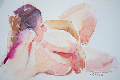 Nude fat woman lying on a side #10 20211201 by Irina Bibik-Chkolian