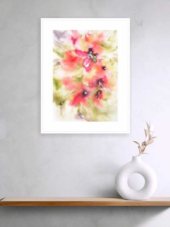 Red abstract flowers
