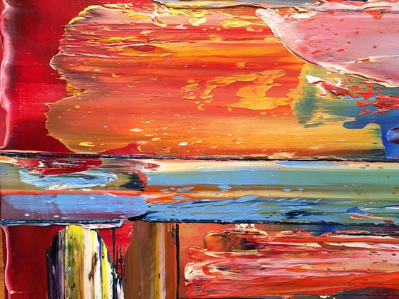"Pushed Too Far" - SPECIAL PRICE + FREE SHIPPING to the USA -  Original PMS Oil Painting On Reclaimed Wood - 36 x 16 inches