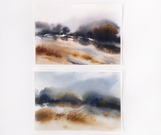 Cloudy landscape diptych