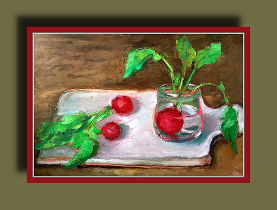 Radishes Oil Pastel Painting