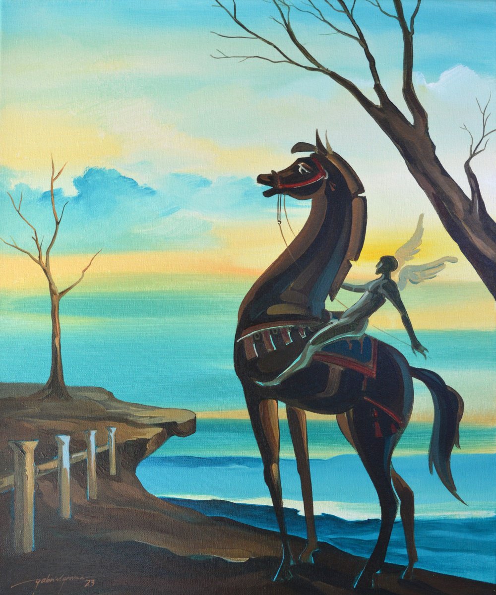 Surrealistic Abstract Acrylic Painting By Grama Gabriel, 20 X 24, Of Autumn, Original Artwork