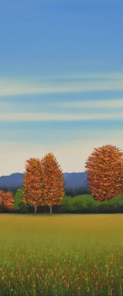 Red Trees - Fall Landscape by Suzanne Vaughan