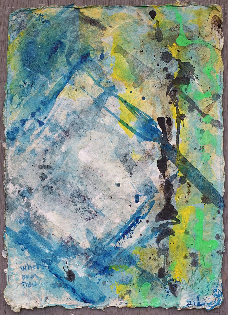 Abstract Acrylic Painting By Gordon T., 10 X 13, Where? Over There, Original Artwork