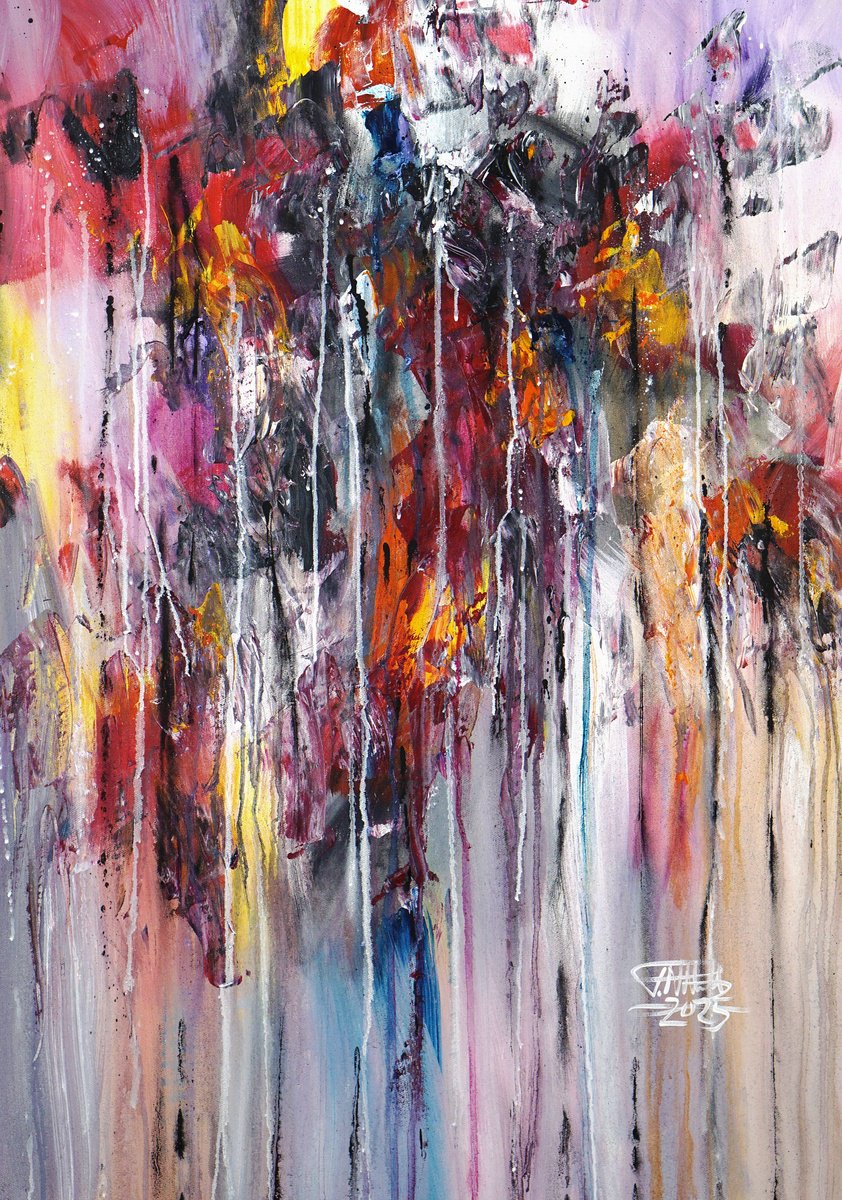 Abstract Acrylic Painting By Peter Nottrott, 28 X 39", Epic Thunderstorm A 1, Original Artwork