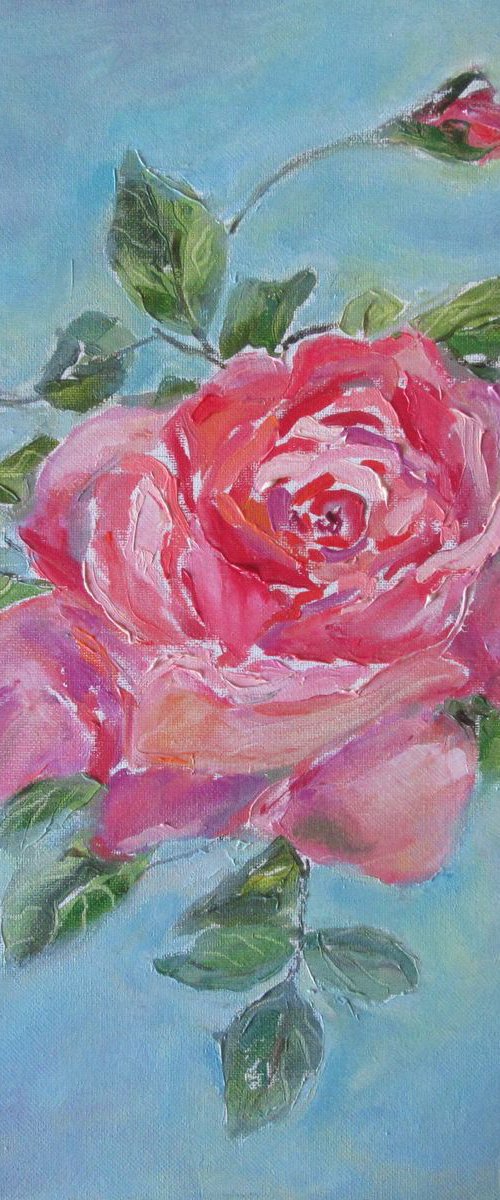 A Study of a Rose Oil on Canvas Small Painting to decorate any of your Rooms Floral Roses 24x30cm (9.5x12 in) by Katia Ricci