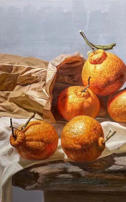 Still life:Oranges c168 by Kunlong Wang