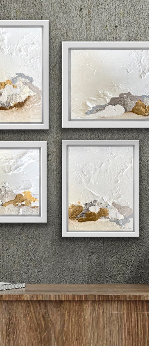Poetic Landscape XXX - Composition 4 paintings framed - Wall Art Ready to hang by Daniela Pasqualini