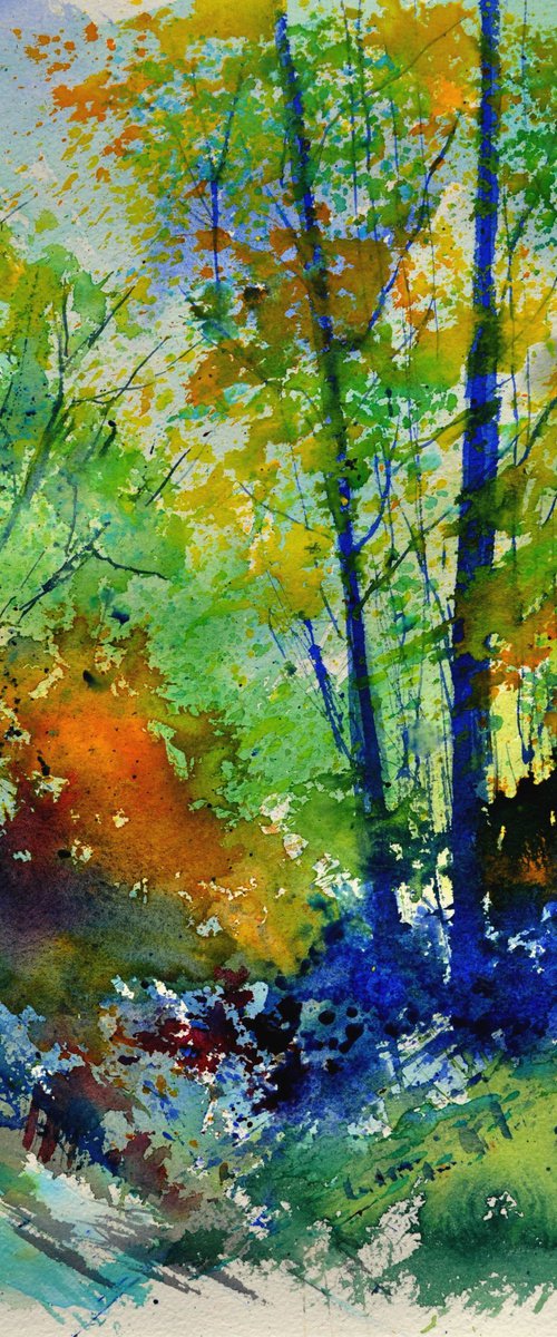 Colourful wood - watercolor by Pol Henry Ledent