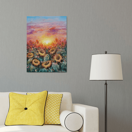 Sunflowers at Sunset