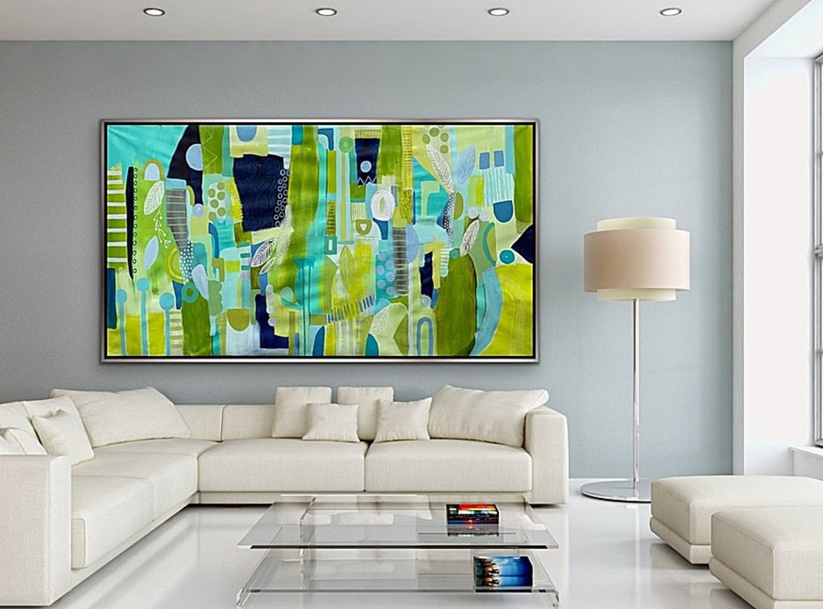 Organic Abstract Painting By Rashna Hackett, 72 X 38", Plant The Seeds Xxxl, Original Artwork
