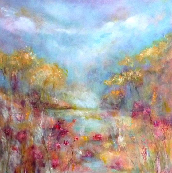 The golden pond. 80x80cm.