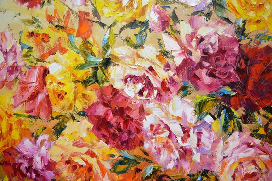 A large bouquet of roses.