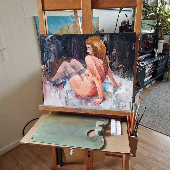 Nude on a dark background