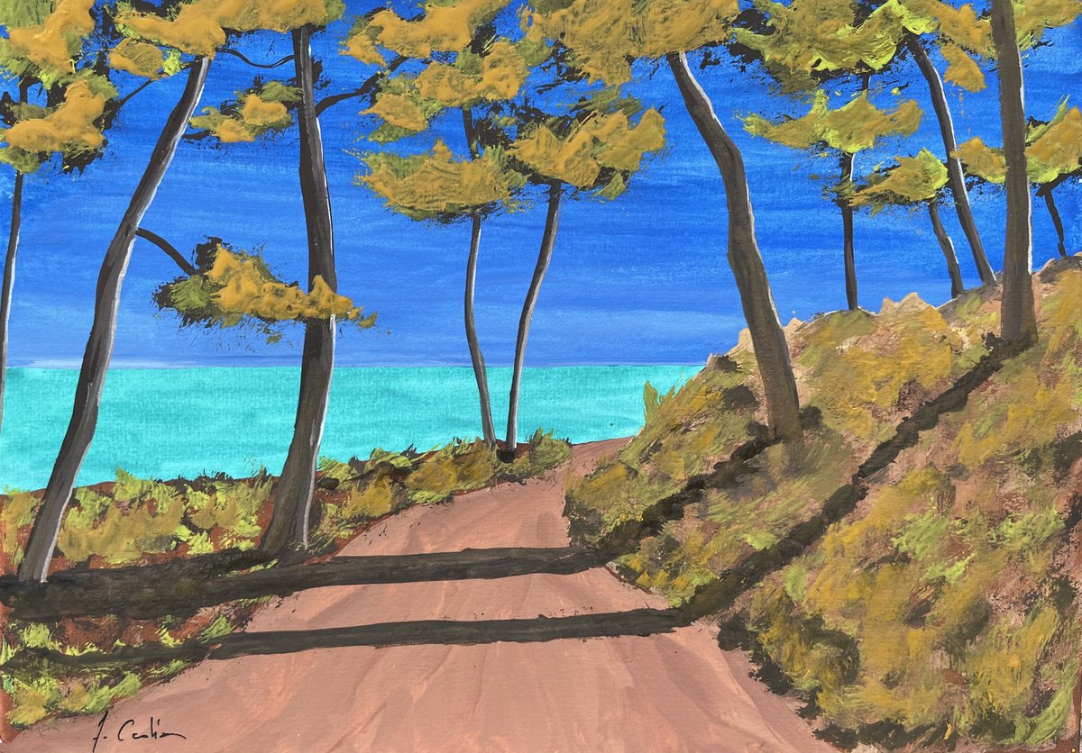 Painting , Coastal Path By Cadiou Frederic, 13 X 9, Artwork For Sale On Artfinder
