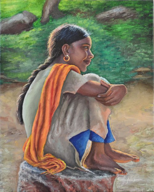 GIRL IN WHITE CHUDIDHAR by Ramya Sadasivam