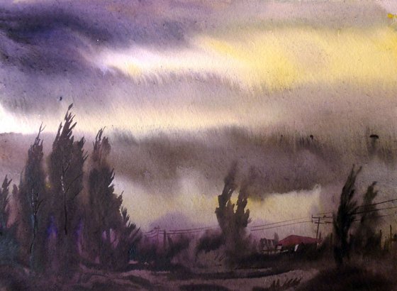 Storm & Rainy Day-Watercolor on Paper