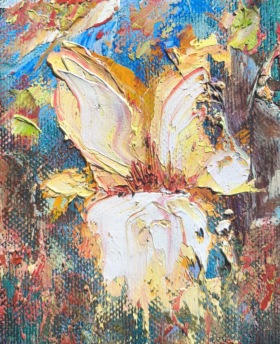 Impressionistic Botanical Oil Painting By Anush Emiryan, 8 X 9, Velvet Radiance, Original Artwork