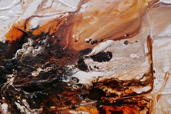 Umber Oxide 160cm x 60cm Brown White Textured Abstract Art