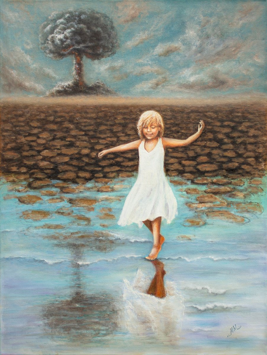 Expressive Portrait Oil Painting By Mila Moroko, 18 X 24", Little Hope, Original Artwork