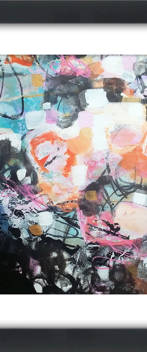 Dream a little - Framed and ready to hang - original abstract painting by Carolynne Coulson