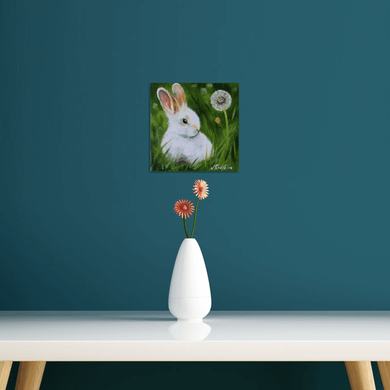 White Rabbit with Dandelion